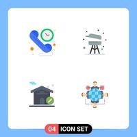 Stock Vector Icon Pack of 4 Line Signs and Symbols for call house time equipment function Editable Vector Design Elements