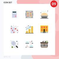 9 Flat Color concept for Websites Mobile and Apps profit play dinner game cards Editable Vector Design Elements