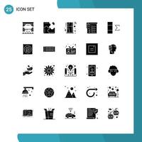Pack of 25 creative Solid Glyphs of qa testing jigsaw checklist remote Editable Vector Design Elements