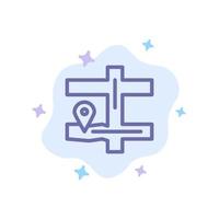 icono azul del pin de navegación del mapa en el fondo abstracto de la nube vector