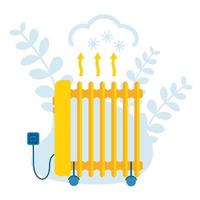 Home heater radiator. Flat vector illustration of home oil heater radiator.