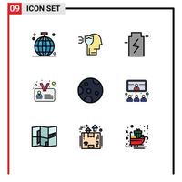 9 iconos creativos signos y símbolos modernos de identificación de usuario escudo id energía elementos de diseño vectorial editables vector