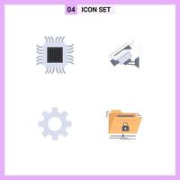 4 Flat Icon concept for Websites Mobile and Apps big romz database cctv gear Editable Vector Design Elements