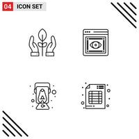 Stock Vector Icon Pack of 4 Line Signs and Symbols for conservation lantern energy visibility oil lamp Editable Vector Design Elements