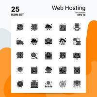 25 Web Hosting Icon Set 100 Editable EPS 10 Files Business Logo Concept Ideas Solid Glyph icon design vector