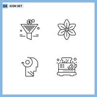 Modern Set of 4 Filledline Flat Colors Pictograph of filter mind return on investment nature head Editable Vector Design Elements