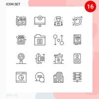 16 User Interface Outline Pack of modern Signs and Symbols of up left hardware refresh repair Editable Vector Design Elements