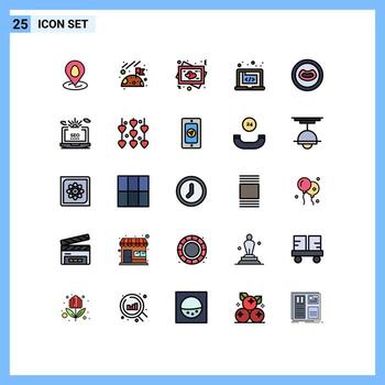 conjunto de 25 iconos de interfaz de usuario modernos símbolos signos para software de labios código de marketing de corazón elementos de diseño vectorial editables vector