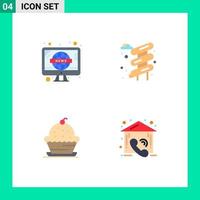 4 User Interface Flat Icon Pack of modern Signs and Symbols of news muffin tv park thanksgiving Editable Vector Design Elements