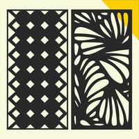 Decorative wall panel set for modern interiors.Laser cut patterns. Vector set with abstract