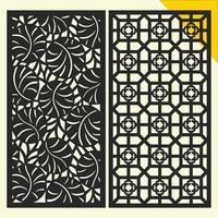 Decorative wall panel set for modern interiors.Laser cut patterns. Vector set with abstract