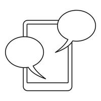 Speech bubble on phone icon, outline style vector