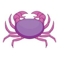 icono de cangrejo violeta, estilo de dibujos animados vector