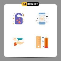 Group of 4 Flat Icons Signs and Symbols for tag mail wedding monitor plane Editable Vector Design Elements