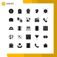 Solid Glyph Pack of 25 Universal Symbols of human analytics graveyard targeting goal Editable Vector Design Elements