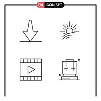 Pictogram Set of 4 Simple Filledline Flat Colors of arrow multimedia brightness spring video player Editable Vector Design Elements