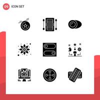 Set of 9 Modern UI Icons Symbols Signs for user switch cooking preferences react Editable Vector Design Elements