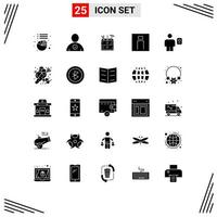 Group of 25 Solid Glyphs Signs and Symbols for description avatar carpenter user men Editable Vector Design Elements