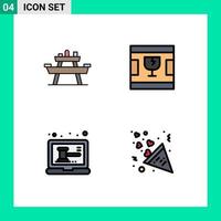 Group of 4 Modern Filledline Flat Colors Set for bench auction seat delivery online Editable Vector Design Elements