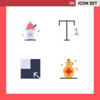 4 Thematic Vector Flat Icons and Editable Symbols of food beverage sweets layout water Editable Vector Design Elements