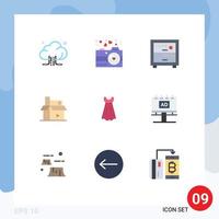 Set of 9 Modern UI Icons Symbols Signs for girl publishing deck media creative Editable Vector Design Elements