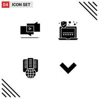 4 Thematic Vector Solid Glyphs and Editable Symbols of viral proxy digital laptop arrow Editable Vector Design Elements