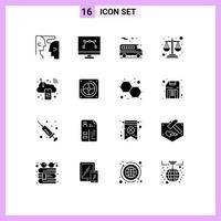 16 Thematic Vector Solid Glyphs and Editable Symbols of computing business pen tool mortgage loan balance Editable Vector Design Elements