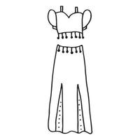 Doodle hand drawing with kid clothes. Vector illustration of lines and coloring pages for kids