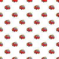 Fire truck pattern, cartoon style vector