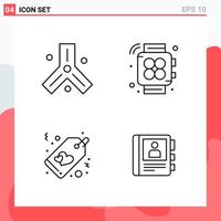 Collection of 4 Vector Icons in Line style. Modern Outline Symbols for Web and Mobile. Line Icon Sign Isolated on White Background. 4 Icons.