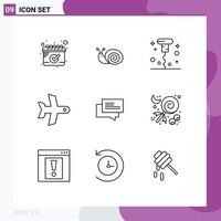 User Interface Pack of 9 Basic Outlines of ecommerce chat corkscrew vehicle takeoff Editable Vector Design Elements