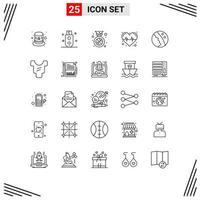 Set of 25 Modern UI Icons Symbols Signs for skin dermatology best pulse health Editable Vector Design Elements