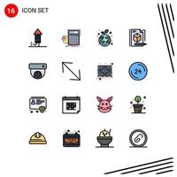 16 User Interface Flat Color Filled Line Pack of modern Signs and Symbols of camera pencil graph box globe Editable Creative Vector Design Elements