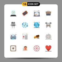 16 User Interface Flat Color Pack of modern Signs and Symbols of jetpack workbag computer suitcase bag Editable Pack of Creative Vector Design Elements