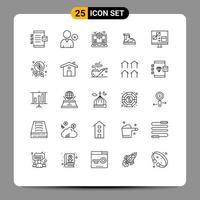 Group of 25 Lines Signs and Symbols for app track gear hiking boots Editable Vector Design Elements