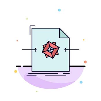 Vector de icono de color plano de procesamiento de objeto de archivo de documento 3d