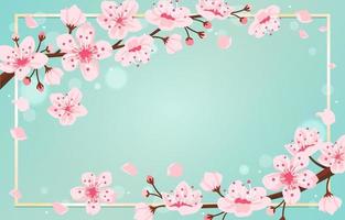 Peach Blossom with Gold Frame Background vector