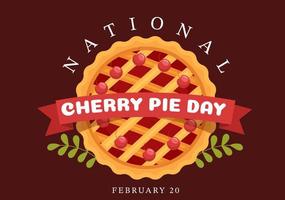 National Cherry Pie Day on February 20 with Food of Pastry Shells and Cherries Fillings in Flat Cartoon Hand Drawn Templates Illustration vector