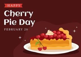 día nacional de la tarta de cereza el 20 de febrero con comida de conchas de pastelería y rellenos de cerezas en dibujos animados planos dibujados a mano ilustración de plantillas vector