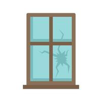 Broken window icon flat isolated vector