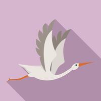 Nest stork icon flat vector. Fly bird vector