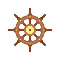 Ship wheel controller icon flat isolated vector