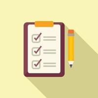 To do list icon flat vector. Exam test vector