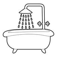 Bath with shower icon, outline style vector