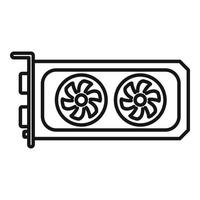 Cpu video card icon outline vector. Gpu fan vector