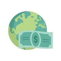 Global money transfer icon flat isolated vector