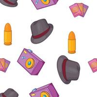 Detective elements pattern, cartoon style vector