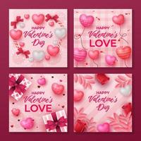 Happy Valentine's Day Social Media Templates vector