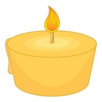 Burning candle icon, cartoon style vector