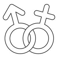 icono de signo masculino y femenino, estilo de contorno vector